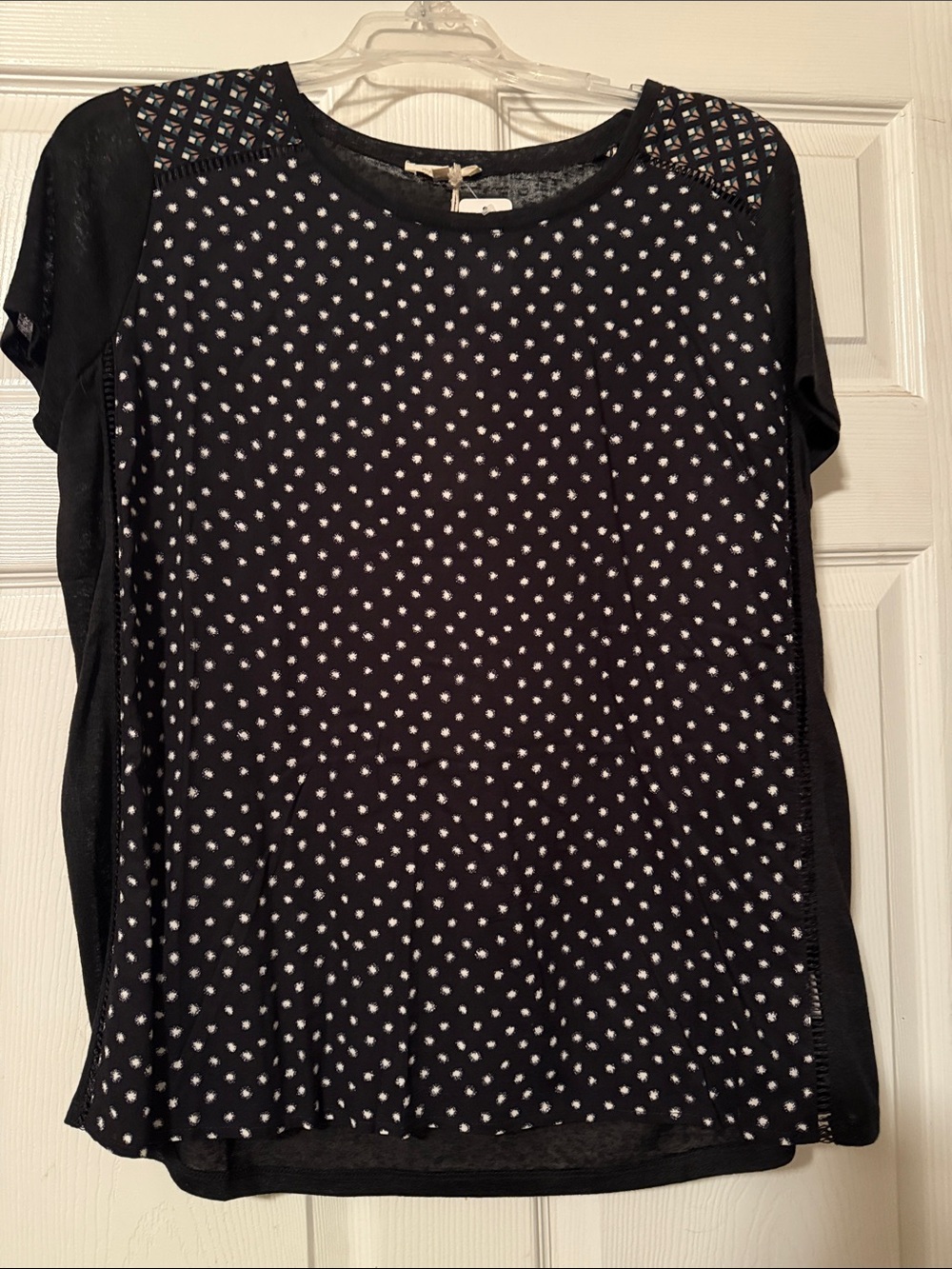 Mystree Black Short Sleeve Tee with White Dot Print